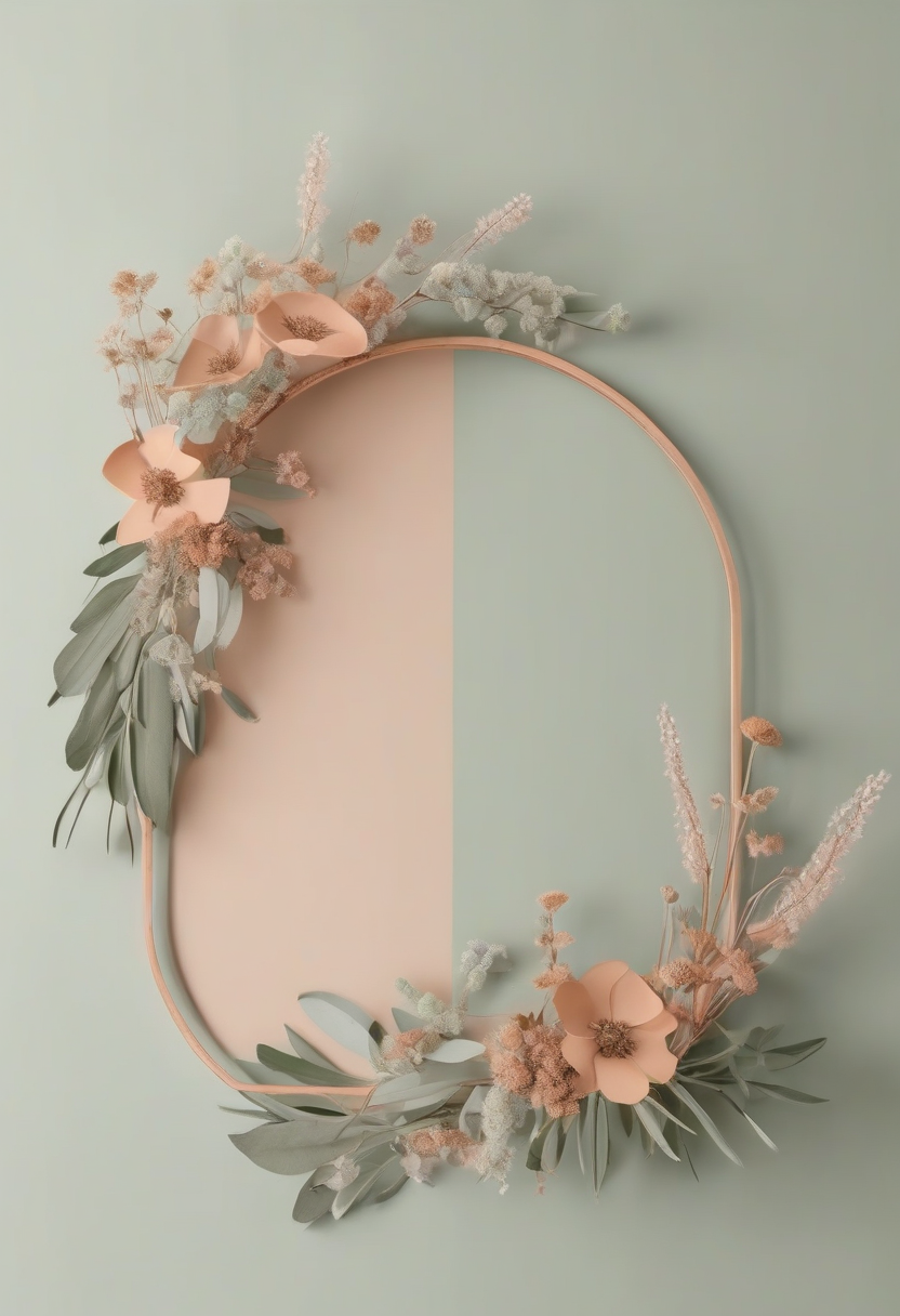 Floral arch wall art with soft botanical detail